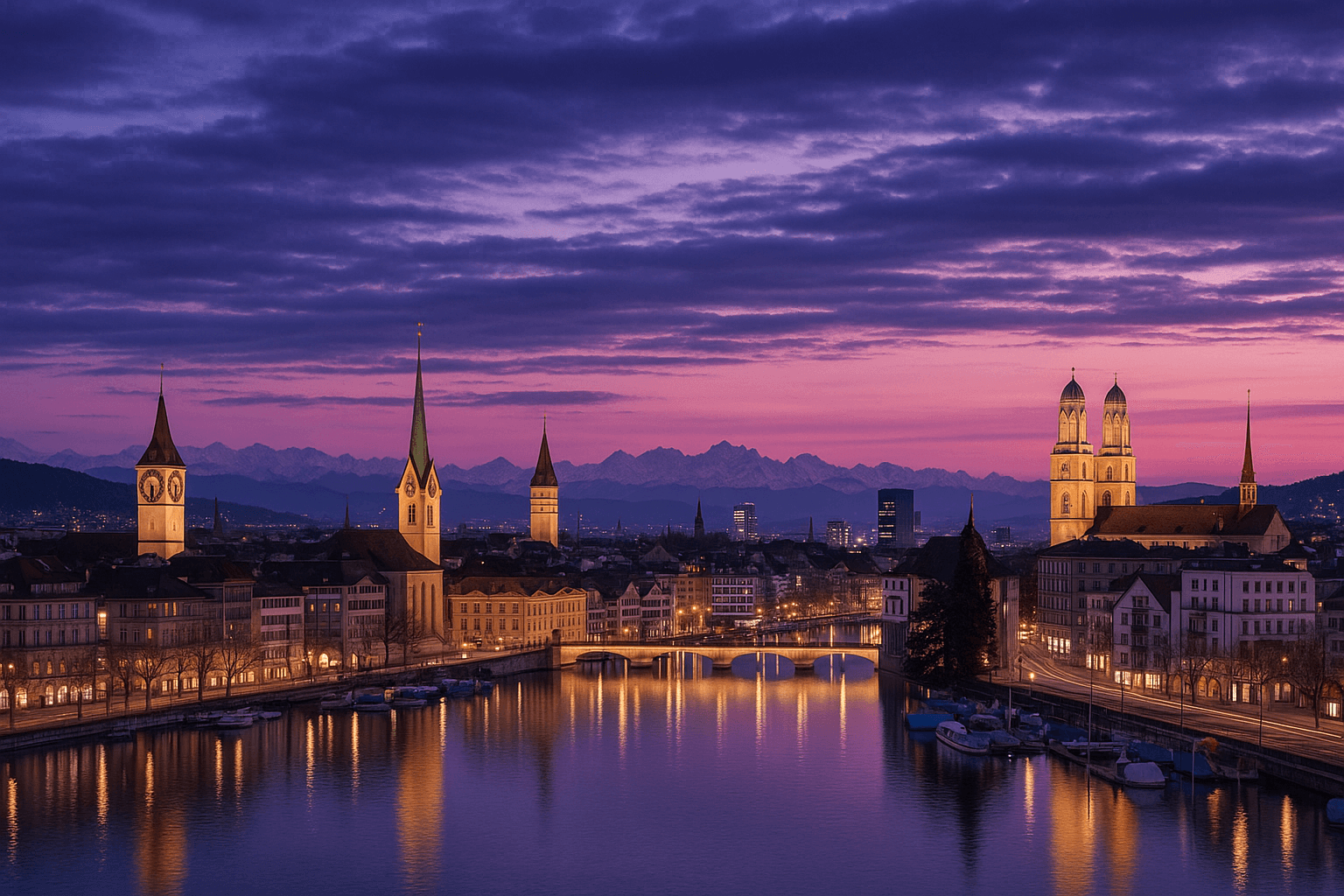 Zurich Skyline at Blue Hour
